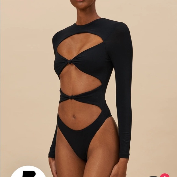 NWT bodssy cutout black bodysuit sz XS - Picture 2 of 16